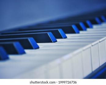 Piano midi clavier keyboard, close up artistic backdrop. A music concept template photo, with selective focus
