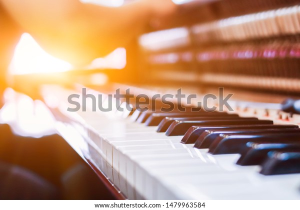 The\
piano repairman is setting up and tuning the piano to meet the\
musical instrument standards.\
The repairman was adjusting the\
piano\'s sound settings by the window in the\
morning.