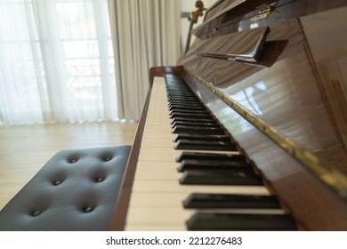 Piano Room At Home Or House For Party Music Performance. Interior Design. Entertainment. Celebration Event. People Lifestyle. Pianist Hobby.