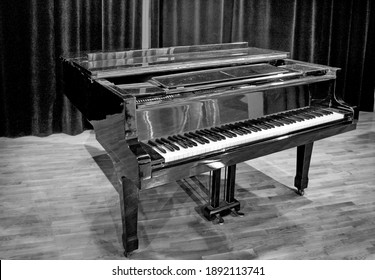 Piano Set On Stage, Bw