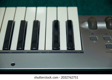 Piano or synthesizer keyboard ,Traditional musical instrument with keyboard and sound effects