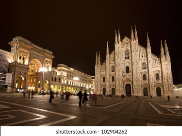 Piazza Del Duomo At Night, Milan, Italy