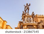 Piazza del Nettuno fountain in Bologna in Emilia Romagna in Italy