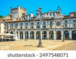 Piazza della Loggia, Brescia, Lombardy,  Italy featuring the Astronomical Tower on its east side.