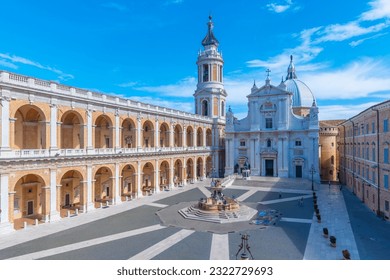Piazza della Madonna and the Sanctuary of the Holy House of Loreto in Italy.