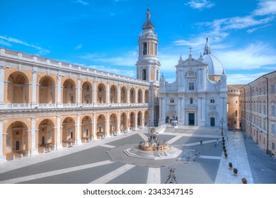 Piazza della Madonna and the Sanctuary of the Holy House of Loreto in Italy.