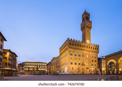 Piazza della Signoria in front of the Palazzo Vecchio in Florence, Italy.