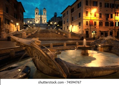 Piazza Di Spagna At Sunrise, Italy