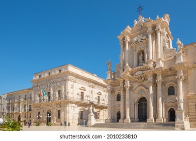 Piazza Duomo and of the Cathedral of Syracuse, Sicily, Italy