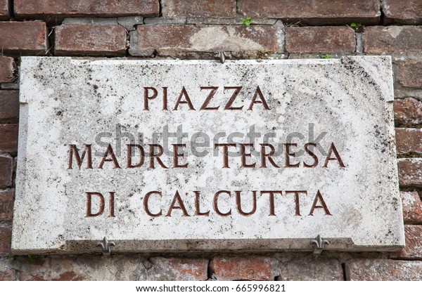 Piazza Madre Teresa Di Calcutta Sign Stock Photo Edit Now