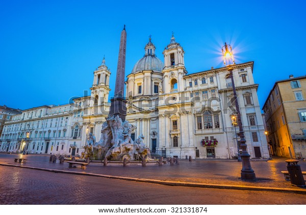 Piazza Navona Night Rome Italy Stock Photo (Edit Now) 321331874