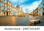 Piazza Navona in Rome, Italy. Rome Navona Square. Ancient stadium of Rome for athletic contests. Italy architecture and landmark. Piazza Navona is one of the main attractions of Rome and Italy