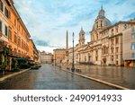 Piazza Navona in Rome, Italy. Rome Navona Square. Ancient stadium of Rome for athletic contests. Italy architecture and landmark. Piazza Navona is one of the main attractions of Rome and Italy