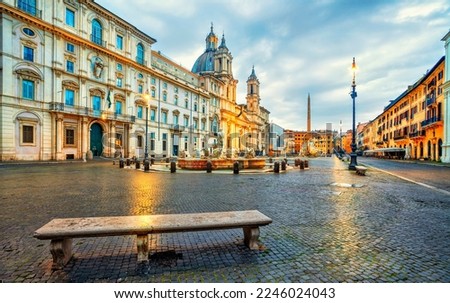 Piazza Navona in Rome, Italy. Rome Navona Square. Ancient stadium of Rome for athletic contests. Italy architecture and landmark. Piazza Navona is one of the main attractions of Rome and Italy