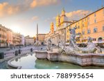 Piazza Navona in Rome, Italy at twilight