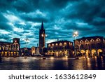 Piazza Saffi, the main square of Forli at sunrise around 5:30 AM on a summer morning