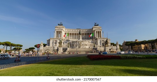 Piazza Venezia in Rome, Italy with the Mole del Vittoriano. Altare della Patria in the center of ancient Rome - Shutterstock ID 2170007567