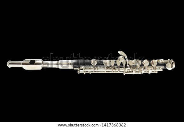 Piccolo\
music instrument isolate on black\
background