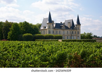 Pichon Longueville, France-08 23 2013: The Château Pichon Longueville Baron In A Vineyard Landscape, Pichon Longueville Is A Winery In The Pauillac Appellation Of The Bordeaux Region Of France.