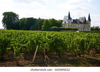 Pichon Longueville, France-08 23 2013: The Château Pichon Longueville Baron In A Vineyard Landscape, Pichon Longueville Is A Winery In The Pauillac Appellation Of The Bordeaux Region Of France.