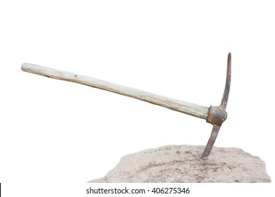 Pick Axe On Ground Isolated On White Background