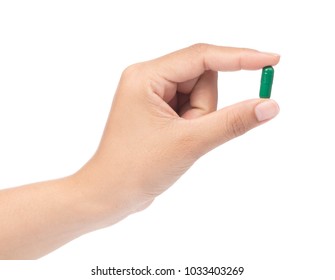 Pick one pill isolated on white background.