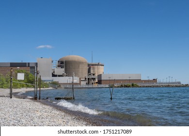 Pickering Canada, June 7, 2020; The Ontario Power Generation Pickering Nuclear Electric Power Plant On The Shore Of Lake Ontario In Pickering