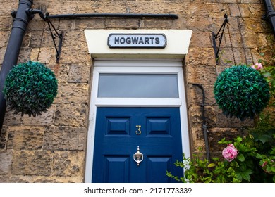 Pickering, UK - June 9th 2022: Hogwarts Sign Above A Cottage Doorway In The Town Of Pickering In North Yorkshire, UK.