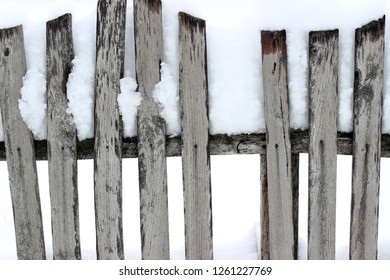 Picket Fence Snow Covered Old Aged Brown Winter