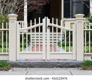 Picket wooden gate and fence
