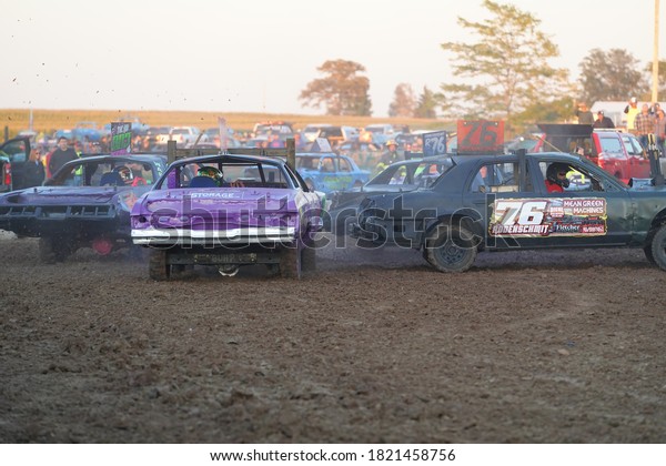 Pickett, Wisconsin / USA - September 18th, 2020:\
hollywood motorsports entertainment held their annual paws for the\
cause demolition derby.\
