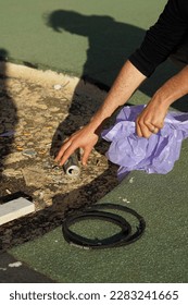 picking up trash from the ground 