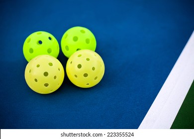 Pickleball Balls On A Pickle Ball Court