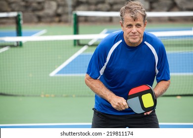 Pickleball Player On An Outside Court