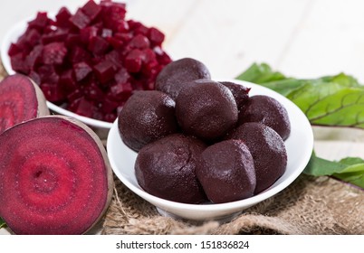 Pickled Beetroot on wooden background