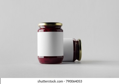 Pickled Beets Jar Mock-Up - Two Jars. Blank Label.