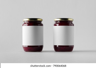 Pickled Beets Jar Mock-Up - Two Jars. Blank Label.