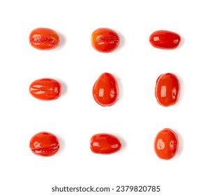 Pickled Cherry Tomatoes Isolated, Canned Small Tomato, Healthy Fermented Vegetables, Salted Marinated Food, Pickled Tomatoes on White Background - Powered by Shutterstock