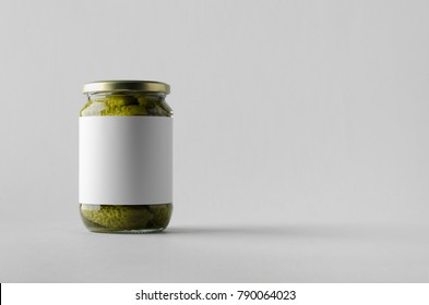 Pickled Cucumber Jar Mock-Up. Blank Label.