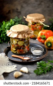 Pickled Cucumber Salad With Bell Pepper And Onion.