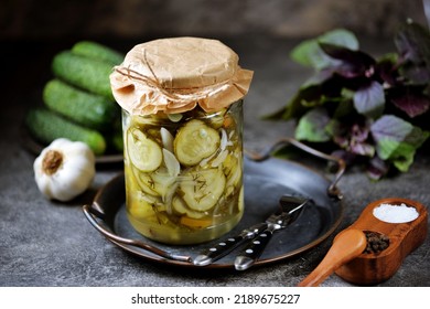 Pickled Cucumber Salad With Onions And Bell Peppers.