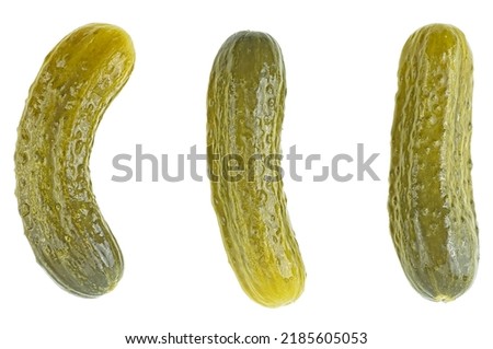 Pickled gherkins or marinated cucumbers isolated on a white background, top view. Foto stock © 