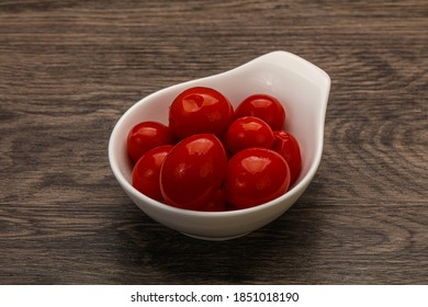 Pickled Red Cherry Tomatoes In The Bowl