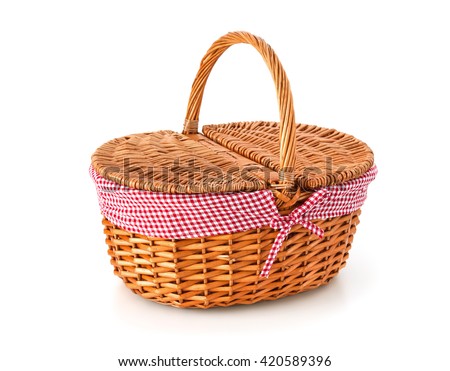 Picnic basket, isolated on white background
