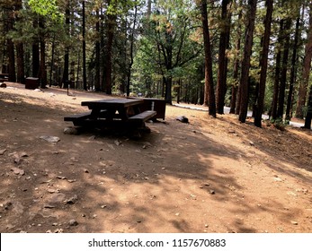 Picnic Bench In Pine Knot Campsite, Big Bear, CA