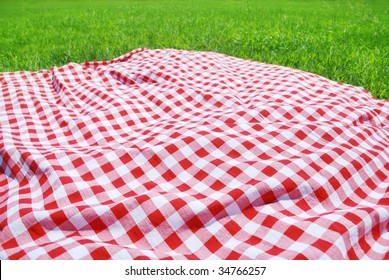 Picnic Cloth On Meadow