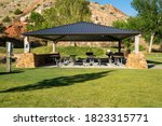 Picnic shelter in Hot Springs State Park in Thermopolis Wyoming