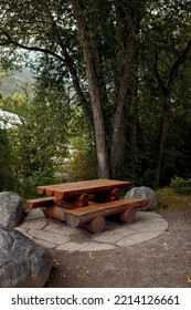 Picnic Table Along The Rio Grande Trail In Downtown Aspen, Colorado