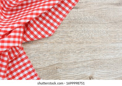 Picnic Table Cloth. Seamless Checkered Pattern. Vintage Red Plaid Fabric Texture. 