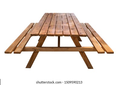 A Picnic Table Isolated On White Background